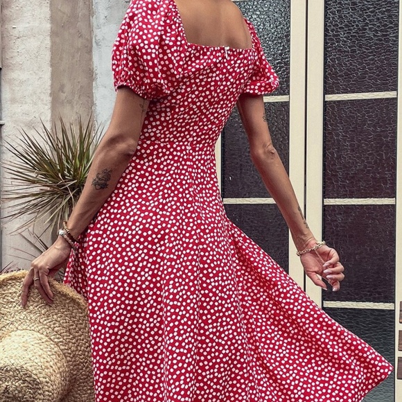 Bohemian Floral Print Puff Sleeve Midi Dress - Picture 13 of 13